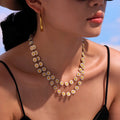 Summer Non Tarnish Stainless Steel 18k Gold Plated Daisy Necklace Earrings Jewelry Set  Flower Necklace Earrings Set for Women