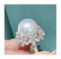 R1068 15-16mm Natural Freshwater Pearl Ring Accessory 925 Sterling Silver Adjustable Size Engagement Jewelry Ring for Women