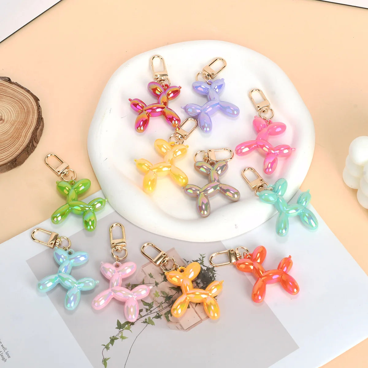 Cross-Border DIY Creative Mini Small Dog Pendant Mini Acrylic Keychain Alloy Bottle Opener Anime Blow Dog Bag Pendant Keychain