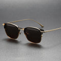 Poleraised Titanium Square Sunglasses for Men Retro Steampunk Gafas De Sol Polarized Sun Glasses with TR90 Frame TAC Lenses