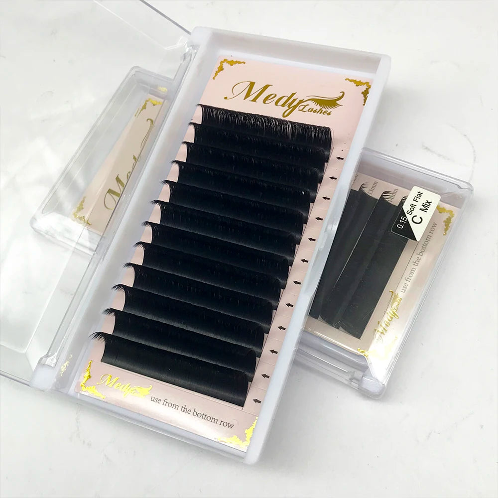 Wholesale Professional Eye Lash Extension Manufacturer J B C CC D DD L Curl Matte Black Eyelash Extensions With Custom Logo