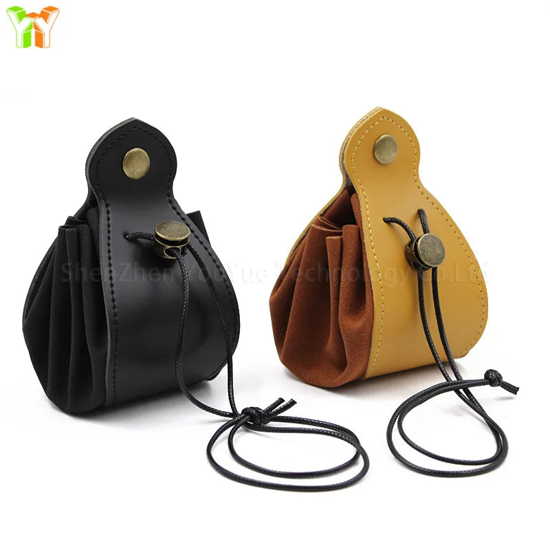 PU Leather Dice Bag Pouch With Drawstring Coin Purse DND Dice Storage Bags Folding Hexagon Key Coin Storage Case