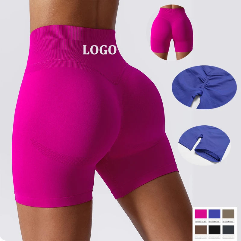 Joyyoung Seamless Scrunch Butt Yoga Shorts Women High Waisted Biker Shorts Tummy Control Booty Lifting Gym Fitness Shorts