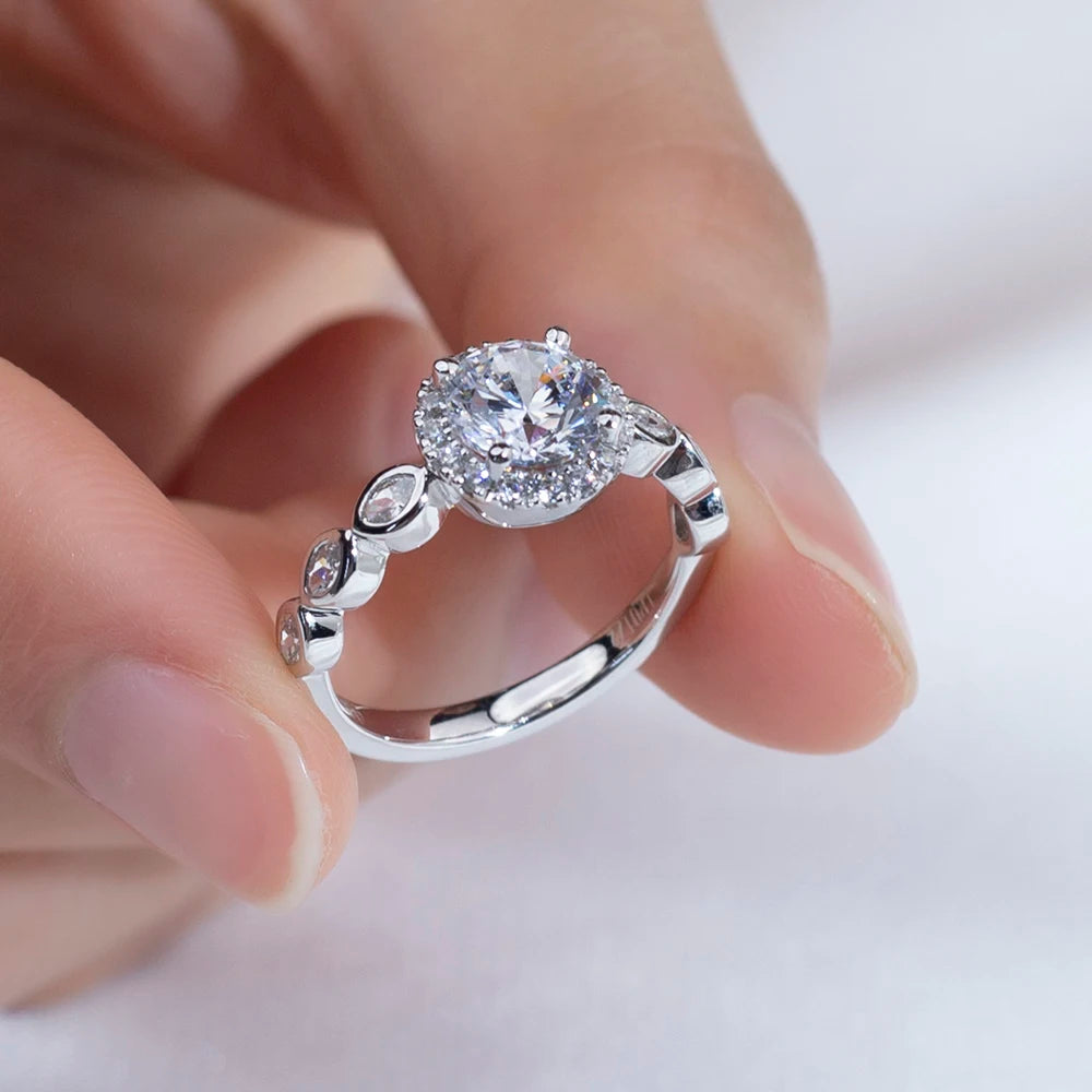 Messi Gems Custom Jewelry MSR-1747 925 Silver Wedding Engagement Ring 1ct D VS1 Round Lab Grown Diamond Ring