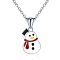 Wholesale Rhodium Plated Women 925 Sterling Silver Jewelry Gift Classic Cartoon Christmas Snowman Custom Enamel Pendant Necklace