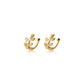 G6601 925 Sterling Silver Leaf Cuff Earrings 18K Gold Diamond Rhinestone No Hole Earrings Clip Jewelry Women