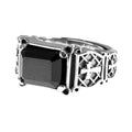 Vintage Silver 925 Jewelry Signet Turkish Men Rings Cross Engraving Natural Black Agate Rings Hiphop Rock Jewelry Opening Type