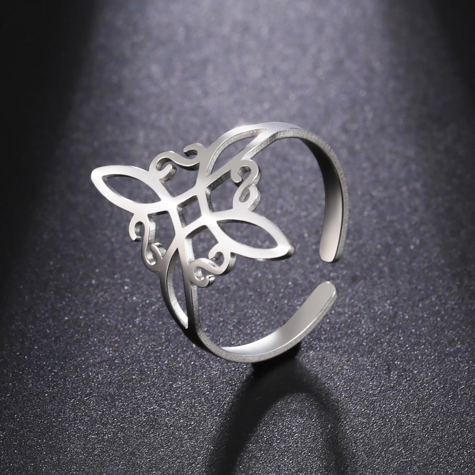 Myshape Witch Knot Ring for Women Stainless Steel Adjustable Open Finger Rings 2022 New Witchcraft Amulet Jewelry Birthday Gift