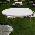 60inch 5ft White Portable HDPE Blow Molding Circle Dining Wedding Banquet Folding Plastic Round Tables for Events Party