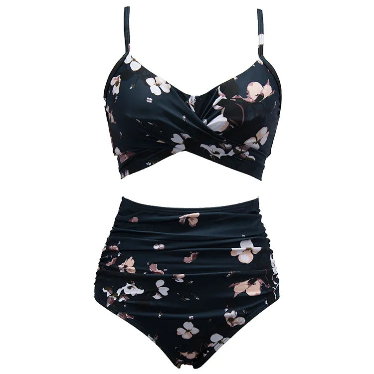 DGLT-19097 Women's Push up 2 Piece Set High Waist Floral Print Bikini Swimwear