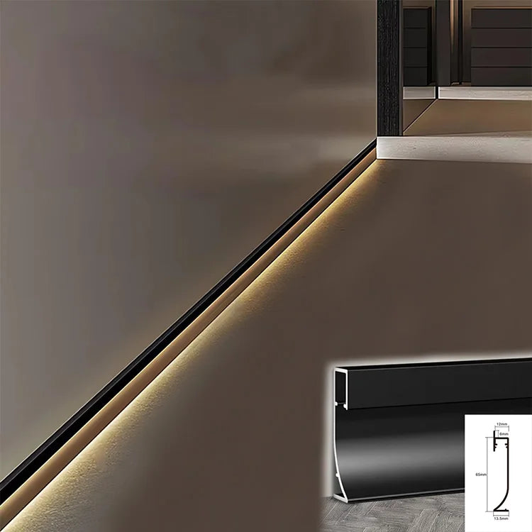 1m LED Skirt Line Strip Light Aluminum Alloy Baseboard with Milky White Cover for Indoor Contour and Decorative Lighting