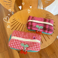 Knitted Cherry Large Capacity Women's Storage Bag Creative Cute Ladies Pencil Case Multifunctional Female Cosmetic Handbags