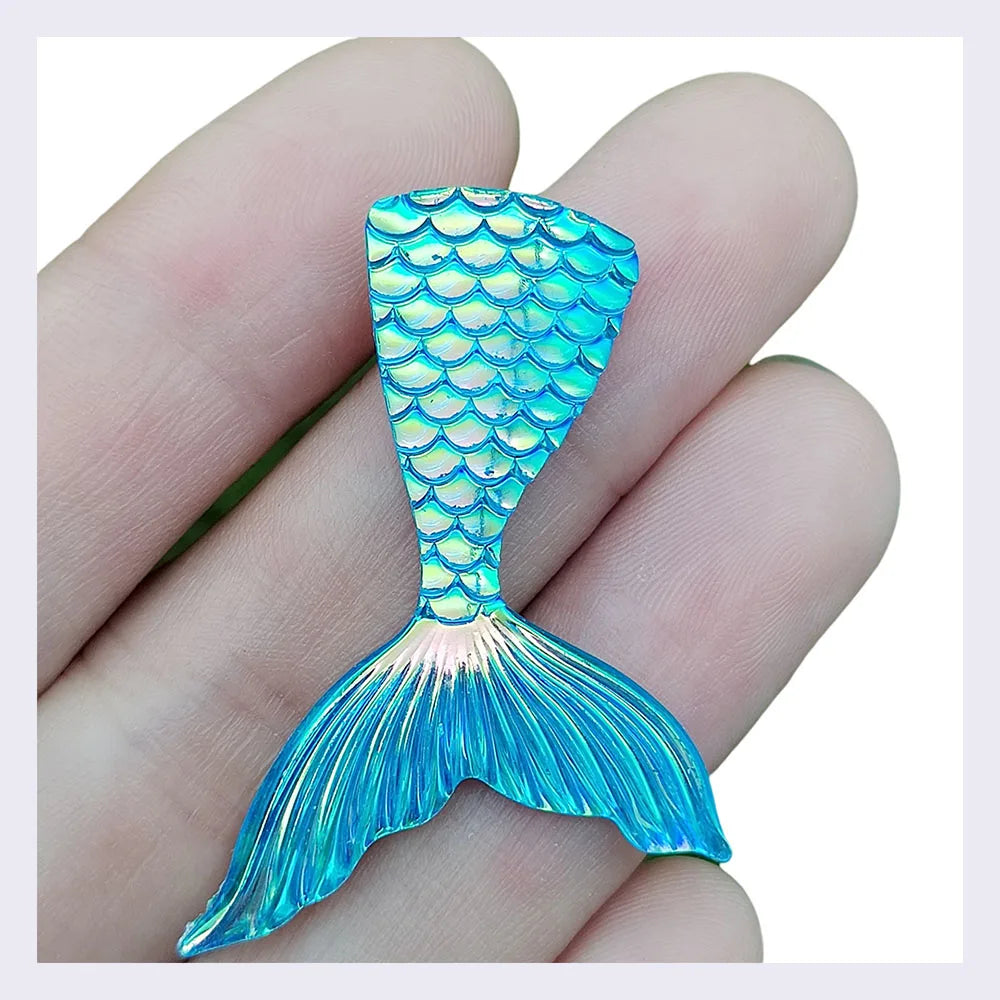 Glitter Fish Tail Resin Charms With Shiny Scale for Earrings Pendants Making Accessories