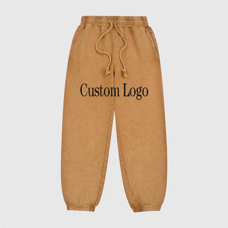 Evertop 380G Loose Pocket Mid Waist Street Retro Vintage 100% Cotton Anti-Wrinkle Heavyweight Stonewashed Men's Sweatpants