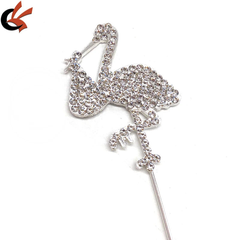Lovely Animal Pelican Bird clear Crystals Cake Topper