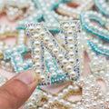 New 4.5cm A-Z Alphabet Self-ahesive Rhinestone Pearl Letter Patch Applique for Bag Cap Clothes