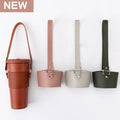 2023 New Outdoor Portable Cup Sleeve With Strap Milk Tea Coffee Cup Accessories PU Leather Non-slip Cup Cover