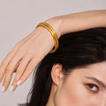 Simple Minimalist 18K Gold Plated Cuff Bracelet Bangle Stainless Steel Bracelets & Bangles Women Basic Jewelry for Women