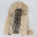 OFTBUY 2023 Women's Waterproof Winter Jacket Short Parka Natural Raccoon Fox Fur Liner Collar Windproof Hood Zipper Detachable