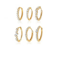 925 Sterling Silver Irregular Zirconia Pave 18K PVD Gold Plated Single Huggie Earrings Jewelry Wholesale