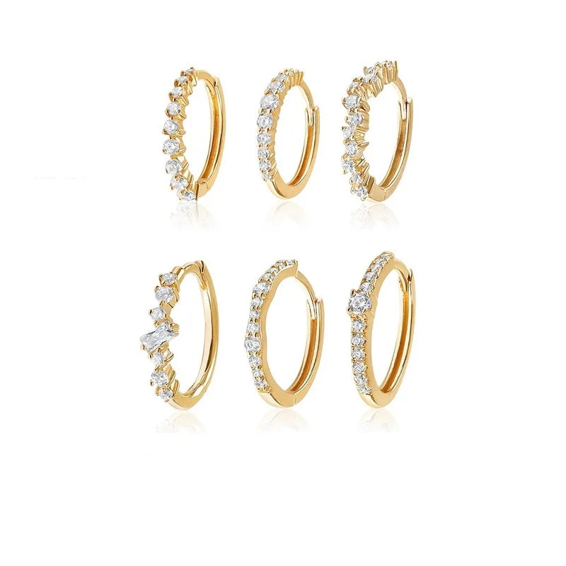925 Sterling Silver Irregular Zirconia Pave 18K PVD Gold Plated Single Huggie Earrings Jewelry Wholesale
