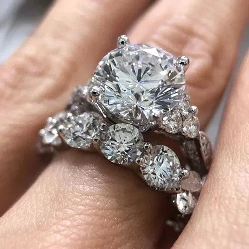 CAOSHI Diamond Engagement Ring White Manufacturer Direct Sale Full Shiny Zircon Jewelry Bridal Wedding Ring Set for Women