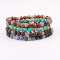 Jewelry Factory Making Natural Stone Beaded Tai Silver Customized Laser Engrave Logo Handmade Elastic Gemstone Bracelet Women