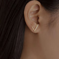 Luxury Fashion INS 18K Gold Plated Minimalist Geometric Line Stud Earrings Pure 925 Sterling Silver Zircon Gift for Women Girls
