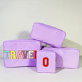 RTS Stock 20 Colors Nylon Waterproof Personalized Glitter Chenille Patches Women Girls Travel Toiletry Cute Cosmetic Makeup Bag
