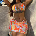 PASUXI Private Label Women Sexy Bikini Set with Cover up 3pcs Designer Swimwear Wholesale Ladies Bathing Suit
