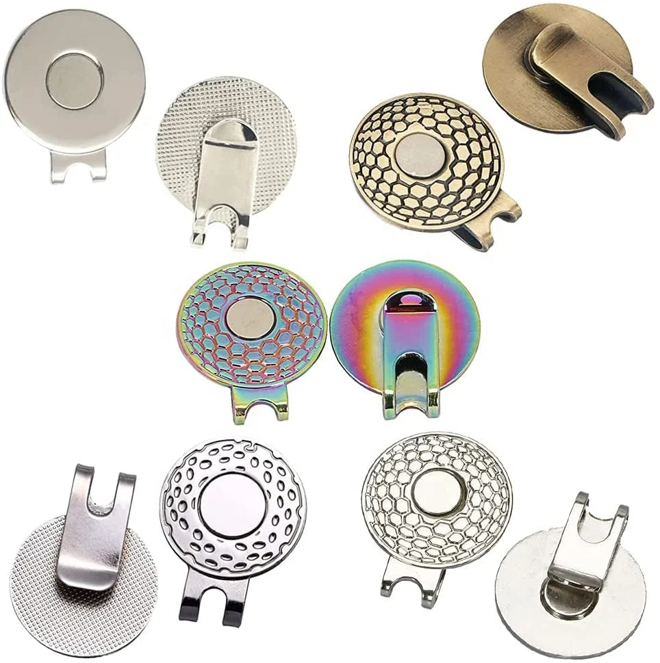Wholesale Alloy Metal Strong Magnetic Silver Copper Colorful Durable Attaches Professional Standard Golf Ball Marker Hat Clip