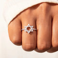 Popular 925 Sterling Silver Dainty CZ Zircon Hollow Hexagon Star Finger Ring for Women Wholesale