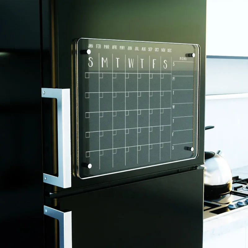 Modern Acrylic Weekly Calendar Dry-Erase Board with Magnetic Sticker Shape Style for Fridge Medium Size