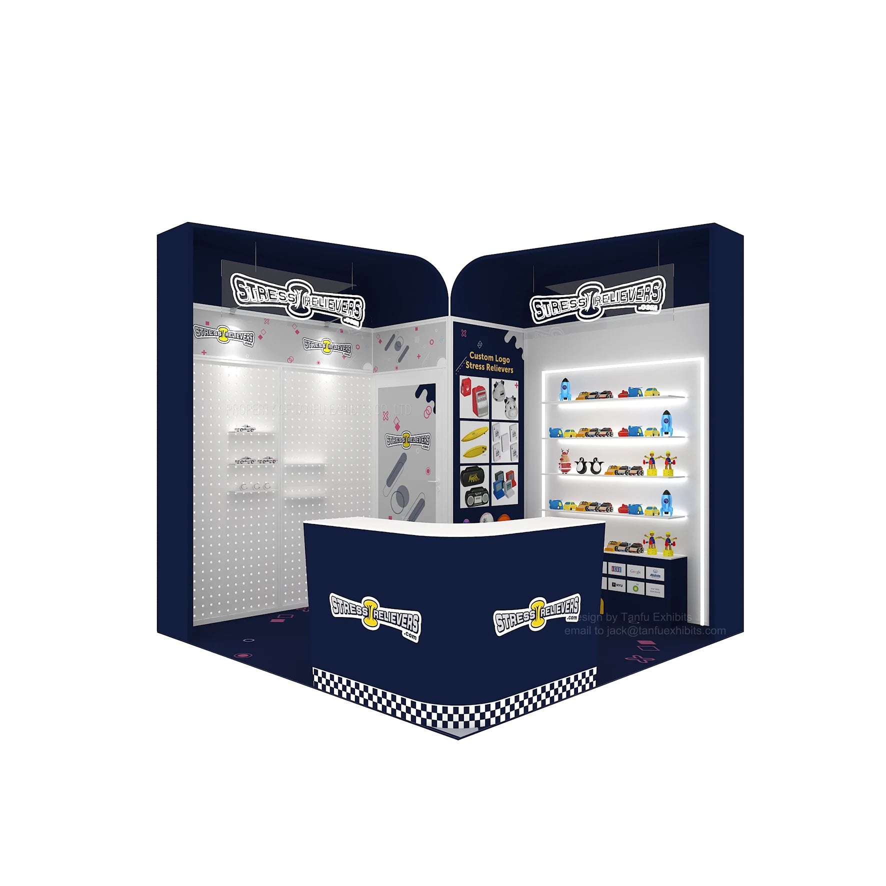 Customized Aluminum & Fabric Booth Design & Executing Shelves Peg Board Laminate Board PVC Panels for Trade Shows (Reusable)
