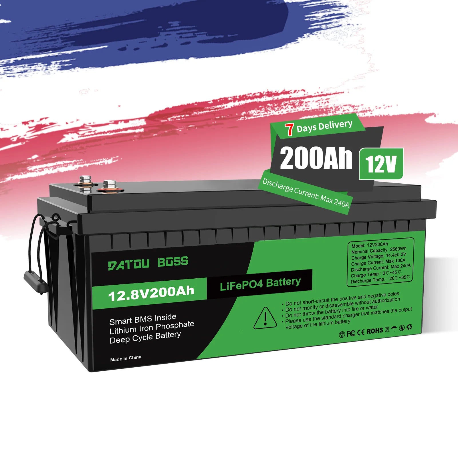 Datou boss Eu Stock Batterie 12V 200ah Livraison Locale En France Solar Battery Lifepo4 Battery Pack for Solar Storage System