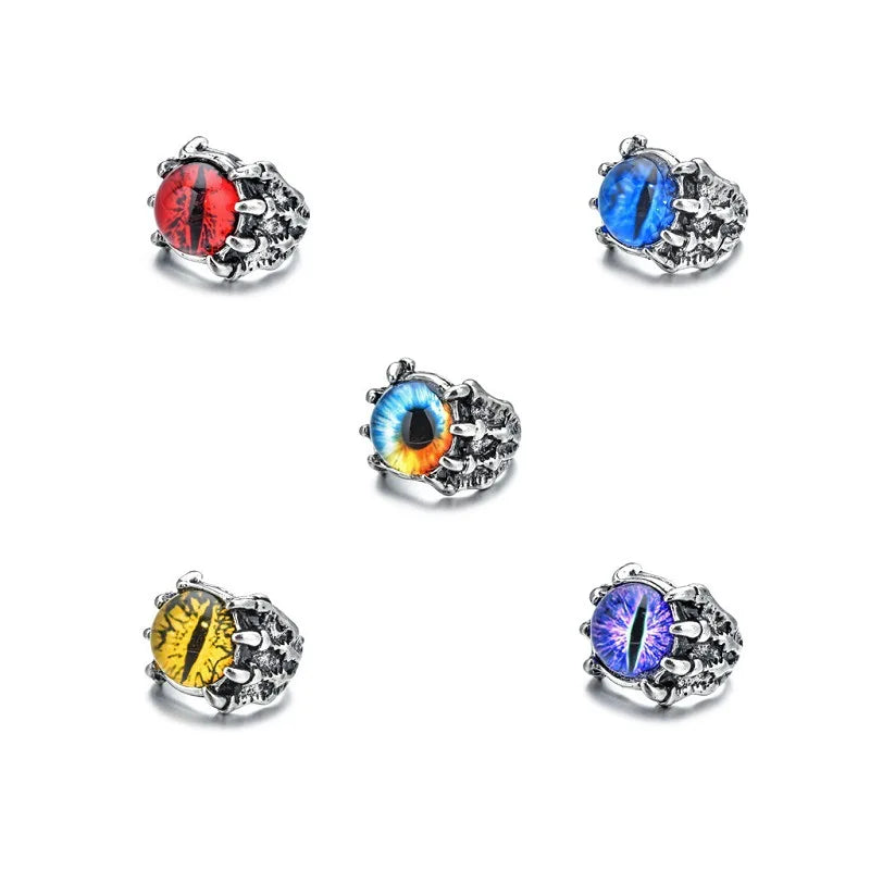 2021 Hot Selling Punk Adjustable Razorclaw Demon Open Rings Vintage Gothic Devil Eye Rings for Men