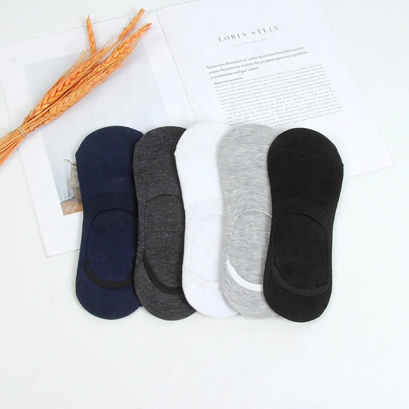 Wholesale Summer Plain Invisible Boat Socks Men Unisex Cotton Non Slip No Show Socks