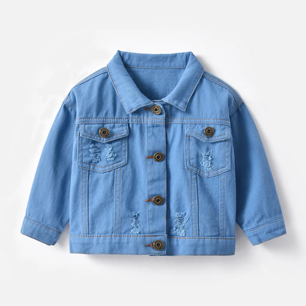 Macaron Candy Color Cotton Denim Jacket for Boys Girls Top Trendy Casual Outwear Zipper Long Short Styles for New Spring Autumn