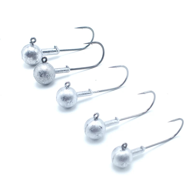 Quality Hook 3.5g/5g/7g/10g Chemical Sharpened Jighead 50pcs/pack Fishing Hooks Ball Jig Heads