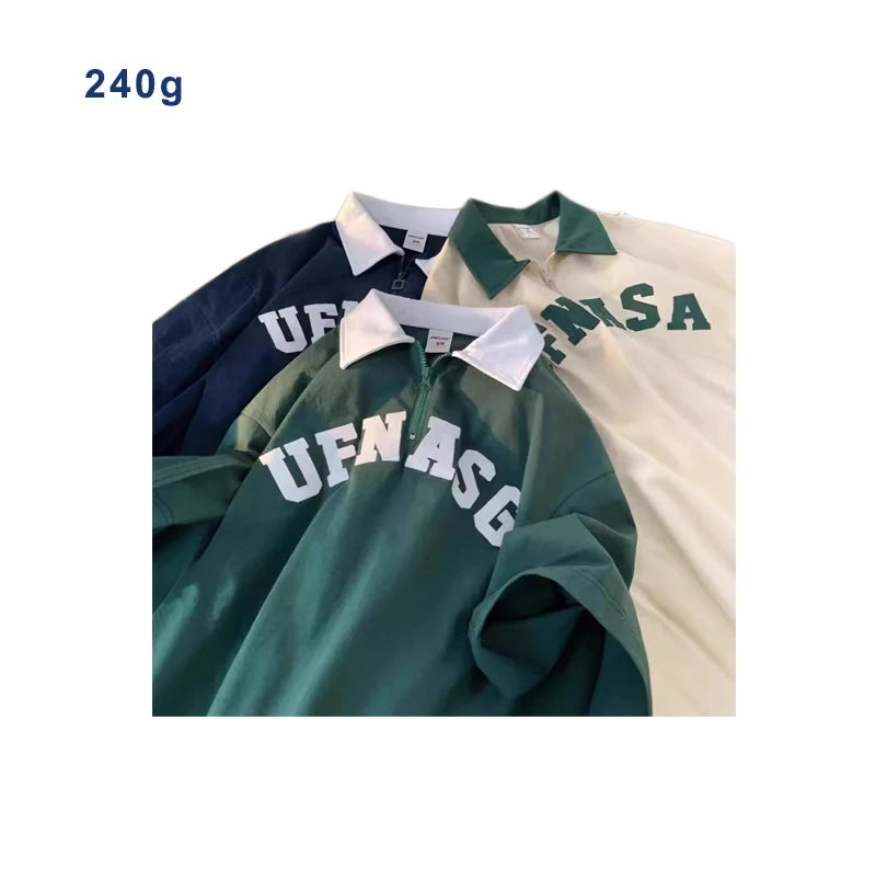 Customized Men's Polo Shirt 85% Cotton Oversized 3D Printing Letter Short Sleeve Plus Size Zipper Breathable Knitted Casual