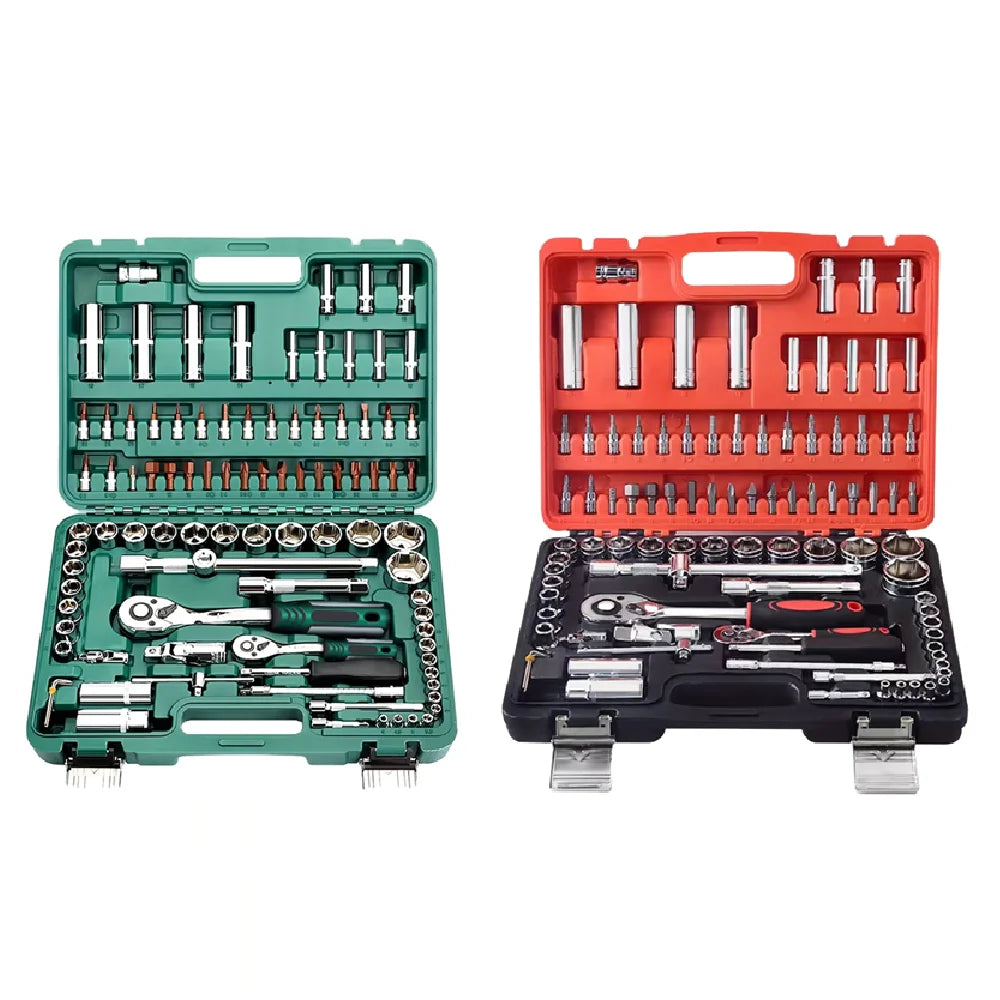 94pcs 24-Tooth Ratchet Wrench Set Complete Auto Repair Tool Kit Chrome Vanadium Steel Gift Dad Cars Motorcycles OEM Hard Case