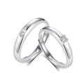 Original Simple Wedding Engagement Single Diamond Couple Ring 925 Sterling Silver Men Women Free Size Resizable Ring Set