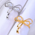 Western Restaurant Silver Golden Pearl Bow Napkin Ring Holder Button Hotel Model Room Table Set Tableware Decoration Mouth Ring