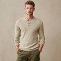 Men's Textured Linen-Blend Henley Casual Sweater Lightweight Summer Knit