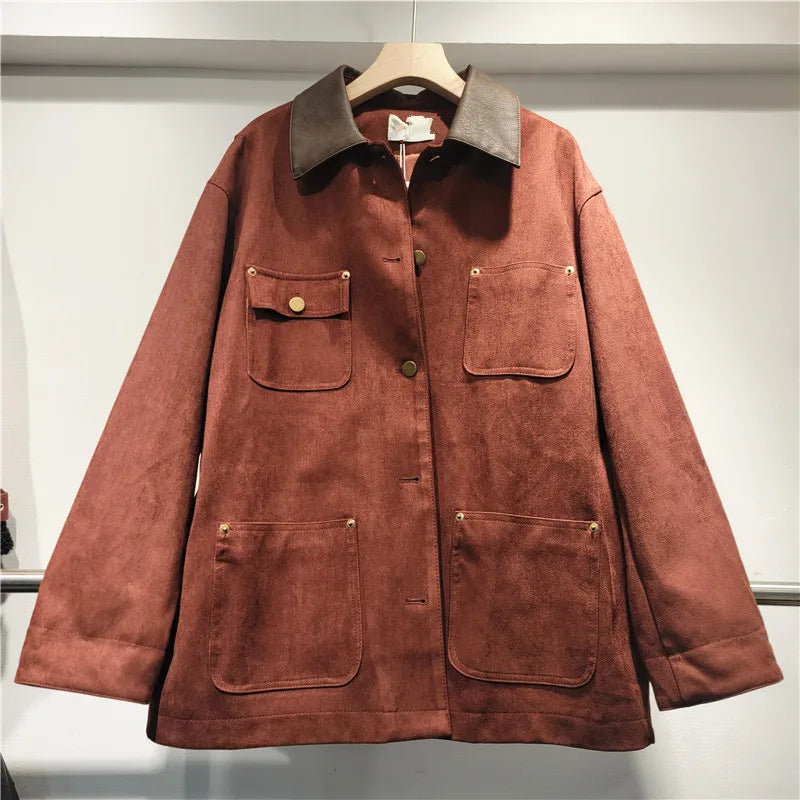 Boutique Wholesale 2026 Autumn New Fashion Lapel Retro Loose Casual Versatile Women's Coat