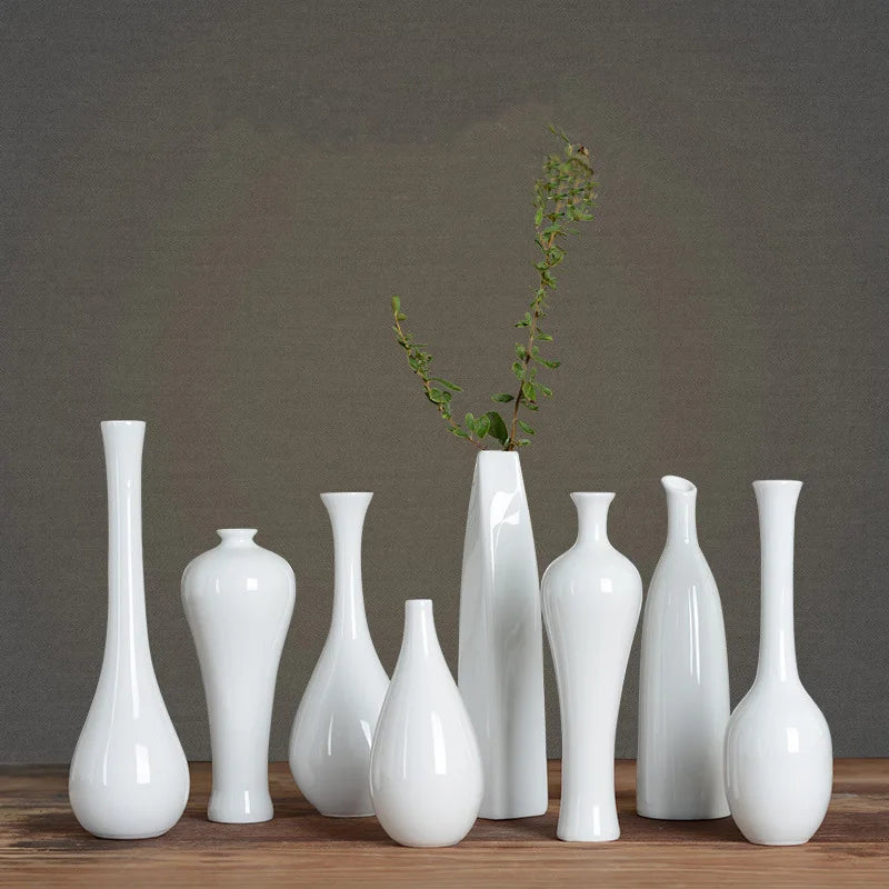 X065 Ceramic Vase White Home Traditional Hotel Wedding Dried Flower Decoration Simple Creative Gift Wholesale