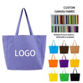 Women's Customizable Black Cotton Canvas Tote Bag Zipper Custom Colored Environmentally Friendly Shopping Tote Bag Custom Logo
