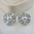 New S925 Sterling Silver Ear Pins Small Fragrance Heart-Shaped Earrings Paired with 5-6mm Natural White Bread Pearl for Girls