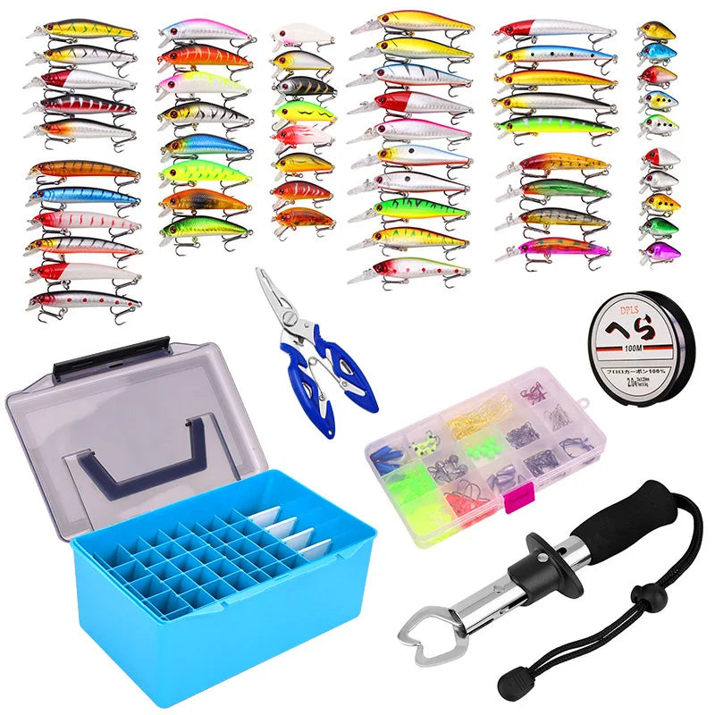 Top Right AC406 Fishing Pliers Kit Includes 145/147pcs Mixed Hard and Soft Bait Tackle Artificial Fishing Lure Set