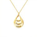 DIY Name Engraving Russian Rings Pendant Trendy Custom Name Necklace Water Drop Necklace Mother Dad Gift